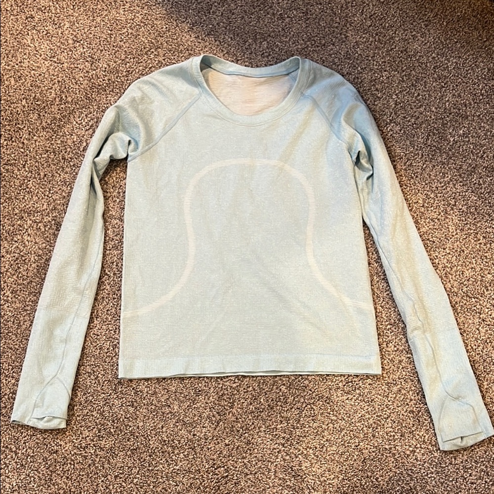 Lululemon Swiftly Tech Light Blue Long Sleeve Crew Top